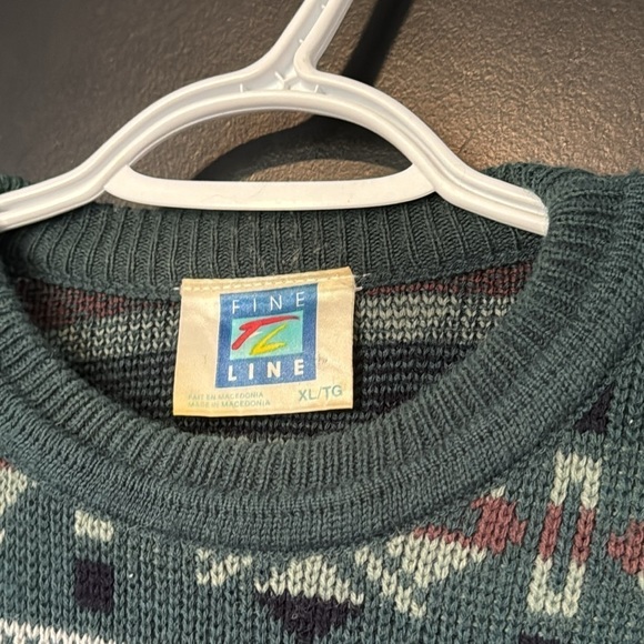 Vintage Fine Line Acrylic Knit Earthy Color Aztec Print Sweater - Picture 5 of 8